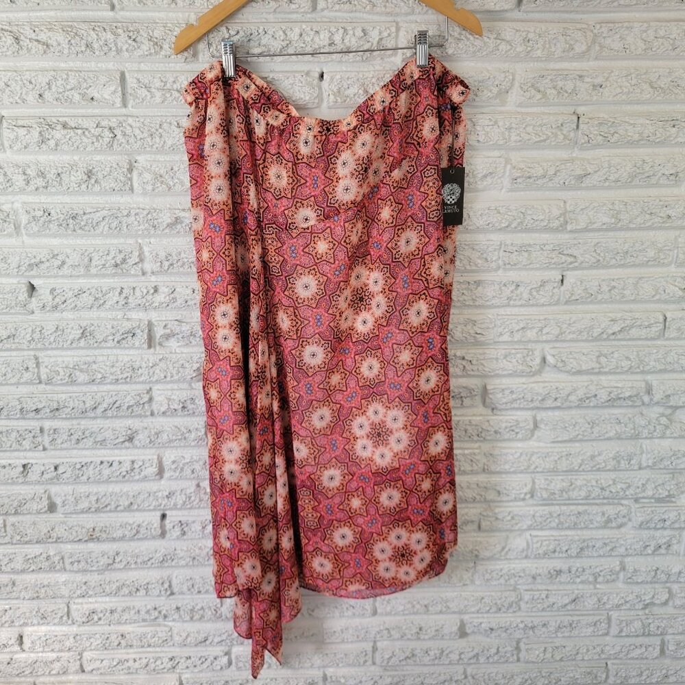 Vince Camuto 3X Plus Size A-Line Midi Skirt Pink Orange Geometric GEO271E